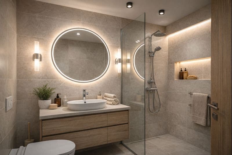 Oświetlenie w małej łazience bez okna