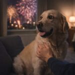 Pies a fajerwerki i hałas