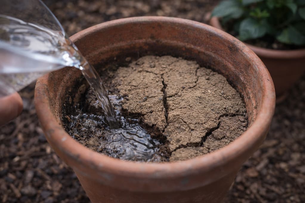Dlaczego ziemia w doniczkach zbija się w twardą bryłę mimo podlewania